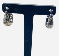 Vintage Jez Jezlaine Sterling Silver Scroll Hoop Earrings Y2