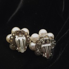 VINTAGE BEADED CLIP ON EARRINGS LOT ONE SIGNED WEST GERMANY