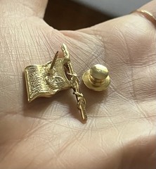 Vintage Signed Carolee American Flag Gold Tone Rhinstone Patriotic Lapel Pin NEW