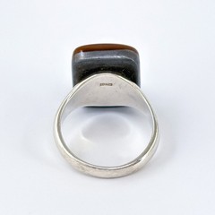 Vintage Ross Simons Sterling Silver 925 Blue Brown Black Fused Glass Ring Size 7