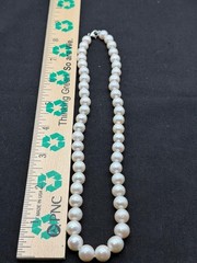 JTV Semi Baroque Graduated Pearl Necklace Sterling Silver 925