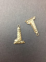 46383 – 4 Pc Small Lighthouse Charm Jewelry Finding Stamping Brass Ox