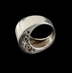 Vtg Sterling Silver Flush mounted Mother of Pearl Modernist ring Size 7.5