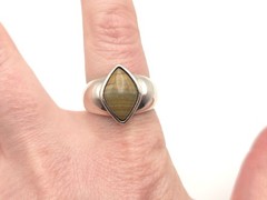 Vintage Sterling Silver Signed SHUBE Southwestern Style Jasper Tapered Ring sz 9