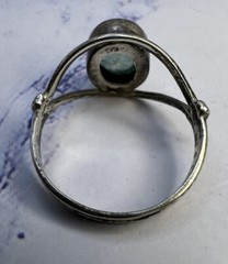 Antique 925 Sterling Silver Prehnite Oval Eye Shaped Ring Size 6.5