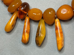 Vintage Baltic Amber Statement Necklace 46.9g Graduated Teeth Beads Cognac Honey
