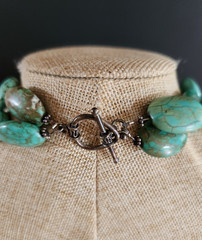 Vintage 925 Sterling Silver Genuine Turquoise Beaded Necklace