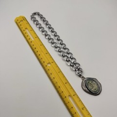 Vintage Techau Denmark Silver Tone Book Chain Pendant Necklace 16.5″