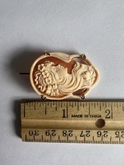 14k Gold Cameo Signed Scognamiglio Italian Pendant Brooch M+M Mint