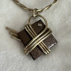 Vintage Jeff Lieb Gold Tone Choker Necklace With Abstract Stone Design Goth