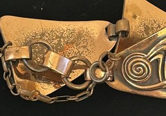 Vitg Copper Modernist Unique Abstract Swirl Link Bracelet