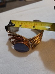 Lot 3 Vtg Unmarked Artisan Mixed Metal Cuff Bracelets Copper Brass Stone
