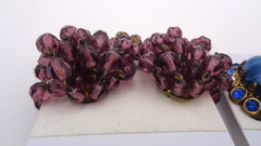 3 Vintage Ornate Filigree Porphyry Art Glass Cameo Waterfall Crystal Earring Lot