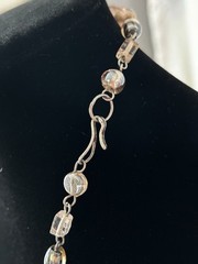 Vintage Wire Wrapped Peach Champagne Art Glass Bead Chain Necklace 20″ 50g