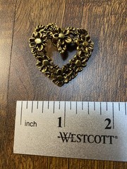 Vintage Set Of 4 Heart Gold Tone Brooches Pins, 3 Stamped CAMCO, 1 Unbranded