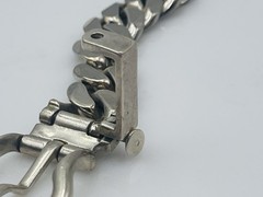 Hermes Paris Vintage French Sterling Silver Buckle Chain Link Bracelet