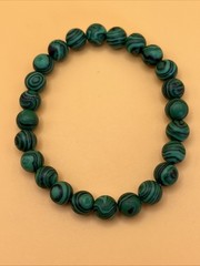 Green Malachite Stone Round Bead Stretch Bracelet Gemstone