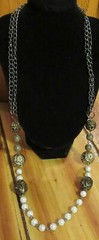 Vtg faux pearl multi metal chain Necklace statement chunky costume jewelry