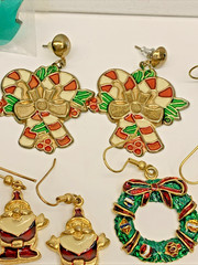 Vintage To Modern Lot of 40 Christmas Holiday Pierced Earrings Costume Jewelry