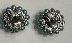 Vintage Aqua Blue Faux Pearl Cluster Clip On Earrings Wired Mid Century 1958-65