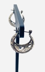 Vintage Jez Jezlaine Sterling Silver Scroll Hoop Earrings Y2