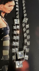 Antique Sterling Silver Prong Set Silver Backed Georgian Paste Necklace 15.5 In.
