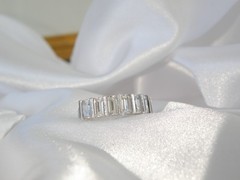 Sterling Silver 925 1.5ct Baguette CZ DQ Pinky Band Ring Size 6