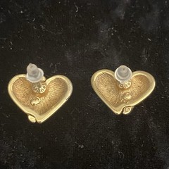 Earrings Monet Gold Tone Heart Pierced Knot Brushed Matte 80’s Vintage
