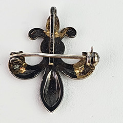 Vintage Fleur-de-Lis Sterling Silver Brooch Pin 925 Pendant Art Deco .75 in
