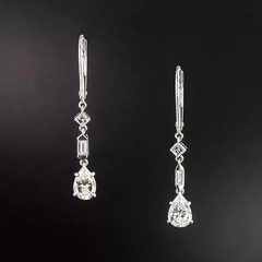 Art Deco Style Pear Lab Created Diamond 14K White Gold FN Drop/Dangle Earrings