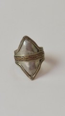 Vintage Tribal Boho Shield Ring Adjustable Ethnic Kuchi Tibetan Mixed Metal