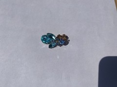 Vintage CORO Blue Stone Circle Brooch Pin and Clip on Earrings Set Signed