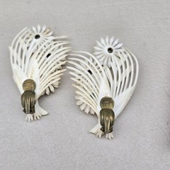 Vintage Earrings Lot West Germany Germany Plastic Clip On Floral Mid Century