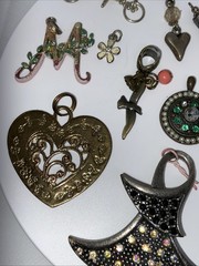 Lot of 20+ Vintage Charms – Butterfly, Clover, Dress, Heart, Lizard, Gem Mix