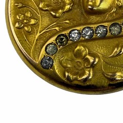 Antique Art Nouveau S&BL Co Gold Filled Locket Woman Profile Rhinestone Paste