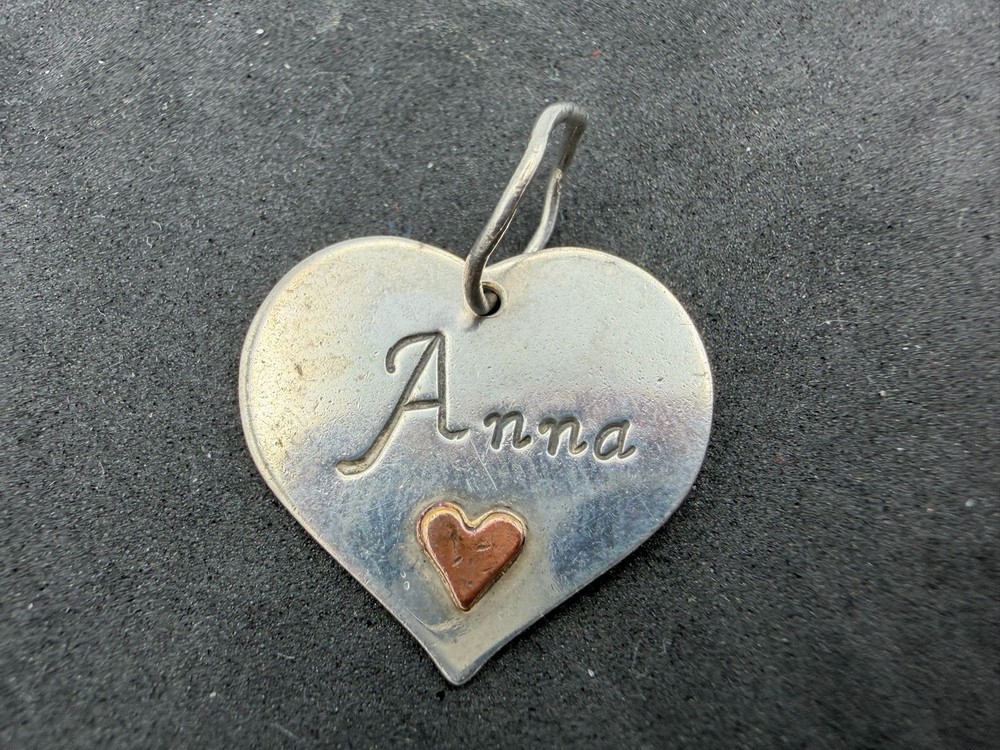 3.56g Vintage Sterling Silver 925 Heart Pendant Anna Engraved Accent M