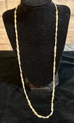 Vintage Two-Tone Rope Chain Necklace – Gold & White Twist – Marked JAPAN
