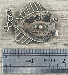 Vintage Modernist Sterling 925 Cartoon Look Fish Sea Life Beach Ocean Brooch Pin