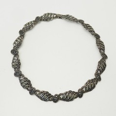 Elegant vintage sterling silver marcasite Art Deco style necklace Judith Jack