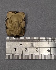 Rare Antique Lava Stone Cameo Left Facing Goddess 7/8″ Brooch Pin 4.4g Italia