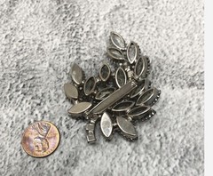 Vintage 1950s-1960s Smoky Gray AB Rhinestone Floral Spray Leaf Brooch 22g Estate