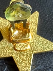 Vintage Chanel 2000 Cruise Coll Peach Enamel Star Clip Earrings CC Logo 00C