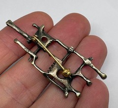 Vtg Attr. AHARON BEZALEL Modernist Sterling Abstract Brooch/Pendant Israel MCM