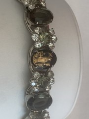Vtg. D & E Rare Juliana 5 Link 7” Bracelet Silver Tone Black/ Green/ Gold BinM