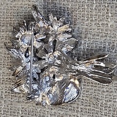 Vintage Enamel Bouquet Of Flowers Brooch Silver Tone Mid-century No Brand