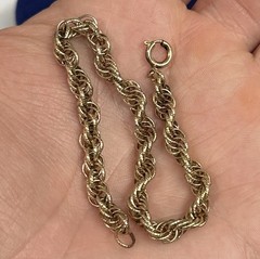 DETAIL! Bright 12k Gold Filled Rope Bracelet 7” 5.2mm Shiny GF Vtg victorian 4g
