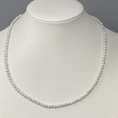 Dainty Stone Necklace White Opaque Gemstone Mini Bead 4.2mm Collar Chakra 19″