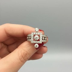 Art Deco Style Round Cut Lab Created Diamond 14K White Gold FN Engagement Ring