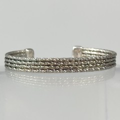Vintage Bohemian Sterling Silver 925 Italy Woven Open Cuff Bracelet 7” 13.2g