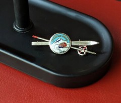 Vintage Silver Tone Enamel KREUZECK Ski Souvenir Pin Skis Poles Bavaria Germany